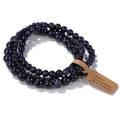 Triple layer blue goldstone bead bracelet with elastic cord and natural stone finish - 19cm 3-Piece Set - Blue Sandstone