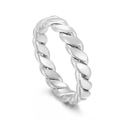 Anello in acciaio inossidabile argento lucido a forma di corda ritorta da donna - US 5 / Stile C (KR104737-KFC) / Color Acciaio