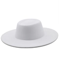 Detailed view of the fine wool felt texture on a minimalist white wide-brim fedora hat - M (56-58cm) / Pure White