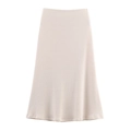 Gros plan sur la jupe en maille beige montrant la taille haute et la texture fine - XS / Jupe Abricot