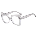 Fashionable oversized square blue light blocking glasses in transparent grey frame - Grey Frame (Transparent Grey)