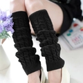 Classic black cable knit leg warmers in a stylish Korean slouchy knit design - One Size / Black