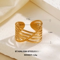 18K gold plated stainless steel ring featuring a multi-layer crisscross hollow design - Multi-layer Cross Hollow Style (559)