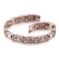 Bracelet minimaliste en titane or rose avec cristaux scintillants pour couples - Style de Zircon Incrusté Or Rose (KB80660-K)