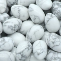 Polished egg-shaped white turquoise stone with natural grey marble textures - White Turquoise (1pc)