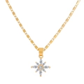 Gold plated butterfly necklace with sparkling zircon crystals on a classic link chain - Six-Petal Flower Gold (X889)