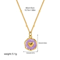 Detalle del colgante corazón de esmalte púrpura oro 18K con medidas y cadena de 45cm - Corazón Púrpura