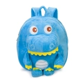 Blue dinosaur plush backpack for kindergarten toddlers with yellow serrated teeth and soft fabric - Blue