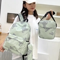 Three-piece mint green backpack set featuring cute bear pattern and matching lunch bag - Mint Green Bear (25)