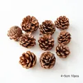 Piñas naturales de 4-5cm para decoración navideña, pack de 10 piezas en marrón oscuro - Color Natural 4-5cm (10 Unidades)