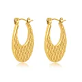 Boucles d'oreilles vintage en acier plaqué or 18k avec motif losange et texture gravée - Style 8-Grille Diamant