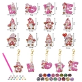 DIY Valentinstag Diamant Painting Schlüsselanhänger Set mit 12 Gnom- und Liebesmotiven - Wichtel & LOVE Buchstaben Schlüsselanhänger (12er Set)