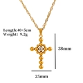 Collier croix vampire vintage en acier inoxydable doré avec zircon blanc et boules - Doré