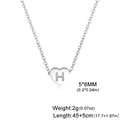 Silver stainless steel heart pendant necklace with engraved letter H on white background - Letter H