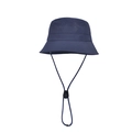 Waterproof quick-dry dark blue bucket hat with breathable laser-cut diamond mesh and wind cord - Navy Blue