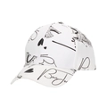 Détail de la casquette blanche en coton avec imprimés graffiti Tour Eiffel et Bonjour - Réglable / Blanc