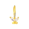 Golden butterfly nose ring with sparkling cubic zirconia crystals on white background - Gold Butterfly Nose Ring (K-701)