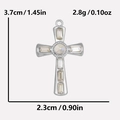 Colgante de cruz de acero con cristales mostrando dimensiones de 3,7cm por 2,3cm - Plata-Diamantes De Imitación AB Aurora