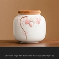 Mini white ceramic tea canister with pink lotus pattern and wooden lid 200ml - Dehua White Hand Painted Pink Lotus - Jar