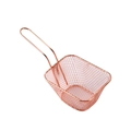 Mini cestino per patatine in acciaio inossidabile oro rosa con manico lungo e maglia - Piccolo / Oro rosa