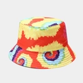 Rainbow tie-dye cotton bucket hat with red, yellow, and blue spiral pattern design - M (56-58cm) / Color 7