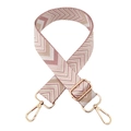 Close-up of pink and beige herringbone woven bag strap with golden metal lobster clasps - J9-pink / Antique Brass Hardware