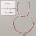 Rosa geflochtenes Perlenarmband für Paare mit Oktober Pink Tourmaline Geschenkkarte - Oktober Geschenkbox/Rosa/Turmalin