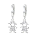 Orecchini a cerchio in argento con ciondoli bimba in micro-pave di cristalli lucidi - Ragazza Platino Zircone Bianco