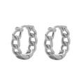 Polished S925 sterling silver hoop earrings with a modern Cuban chain link design - Polished Cuban Link / White Gold (Style B)