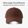 Deep brown cotton baseball cap for large heads 60-65cm with adjustable strap - Solid Color Large Circumference-Coffee