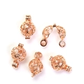 14K gold filled hollow cage pendant for DIY jewelry, rose gold filigree flower design - Rose Gold