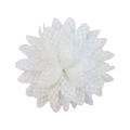 Detailed close-up of a white lace chiffon sunflower accessory with honeycomb texture - White