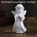 White resin praying angel girl figurine with wings for minimalist office desk decor - Mini Praying Angel Right