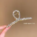 Elegant 11cm metal hair claw clip with sparkling rhinestones, luxury shark clip for women - Metal Cross Rhinestone Claw Clip