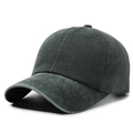Washed vintage baseball cap in dark grey green with distressed cotton fabric finish - Adjustable / Army Green