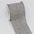 Grey linen-style decorative ribbon roll with stitched edges for DIY crafts and gift wrapping - 6.3cm*5 Yards / Gray