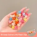 Set of 50 colorful candy-colored flower mini hair clips for baby girls in hand - 4# Candy Color Small Flowers (50pcs)