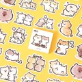 Cute hand-drawn cat stickers with yellow packaging box for journaling and scrapbooking - Naughty Cat Jiang