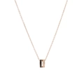 Rose gold stainless steel double ring necklace with sparkling crystals on white background - Rose Gold Double Ring Rhinestone Necklace