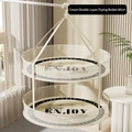 Cream colored 60cm double layer hanging drying basket for sweaters with mesh design - Cream Double Layer (60cm Round)