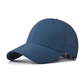 Detail view of laser-cut ventilation holes on navy blue quick-dry outdoor sports cap - Adjustable / Blue