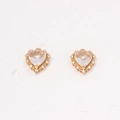 Macro shot of gold heart pendants with clear zircon stones on a water drop background - 15*16mm / White