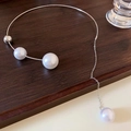 Onregelmatige kruis parel choker ketting met zilveren metalen afwerking en parels - 12# Parelkwasjes Choker (22mm)