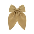 Handmade cream satin ribbon bow hair clip with elegant tails for versatile daily styling - Khaki
