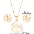 Set gioielli albero della vita dorato con collana da 17mm e orecchini a perno da 9mm - Stile Albero Della Vita Dorato (009)