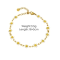 Detail of gold daisy chain bracelet with white enamel flowers and lobster clasp closure - 5003 Anklet White