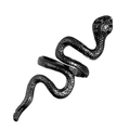 Adjustable black snake ring in punk style with detailed scales on a glossy finish - Adjustable Open / Style 11 (Glossy Black Snake)