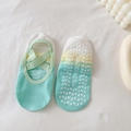 Mint green yoga socks with non-slip silicone grip and elastic straps for pilates - Elastic Band Style / White Gradient (Straps)