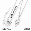 Halskette aus Edelstahl mit Schlangenanhänger in Silber, 450mm Kette mit Karabiner - Silberne Schlangenhalskette (KN232666-Z)