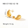 Polished 18K gold-plated teardrop stud earrings model NB-E1102-G-18 in stainless steel - 18mm / Solid / Gold